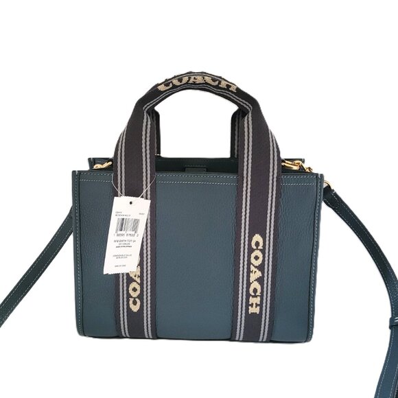 Coach CBH14 Refined Pebbled Leather Smith Tote 24 Crossbody Handbag Denim - Picture 4 of 7